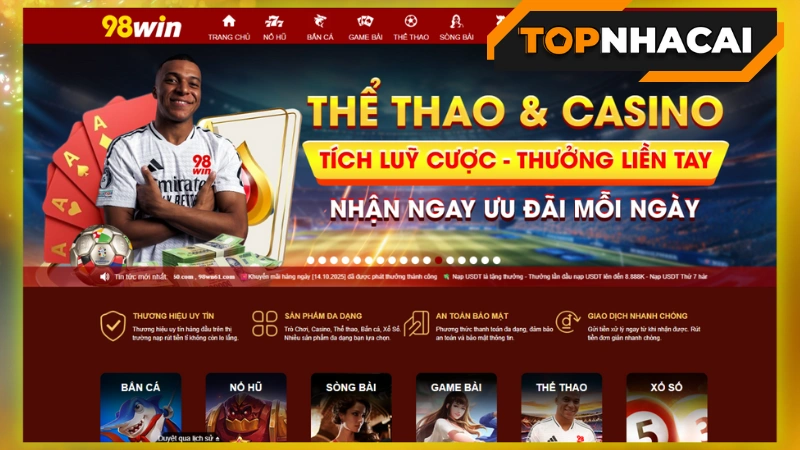 Nhà cái uy tín - 98WIN – Nhà Cái Uy Tín Với Tỷ Lệ Kèo & Hoàn Trả Cao